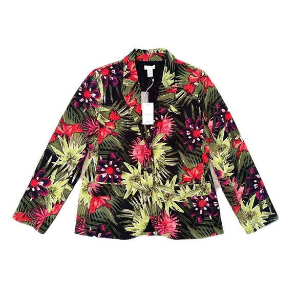 Chicos NWT Multicolor Floral Blazer Tropical Size 0 (4 - S) - Picture 3 of 9